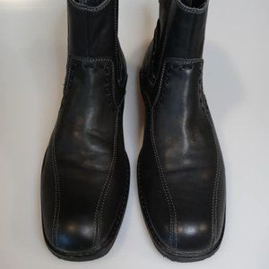 RJ Colt Men Black Rider Leather Buckle Boots